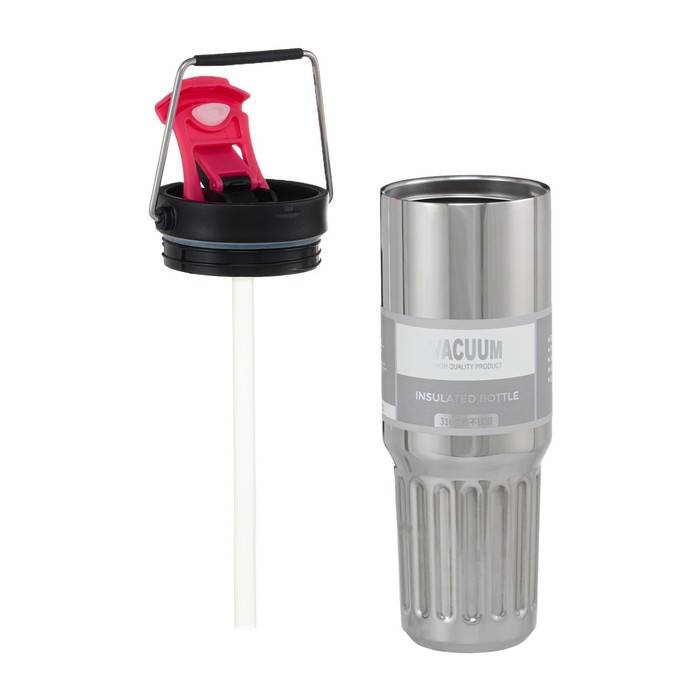 Термокружка, 1 л, с ручкой, сохраняет тепло 8 ч, серебристая